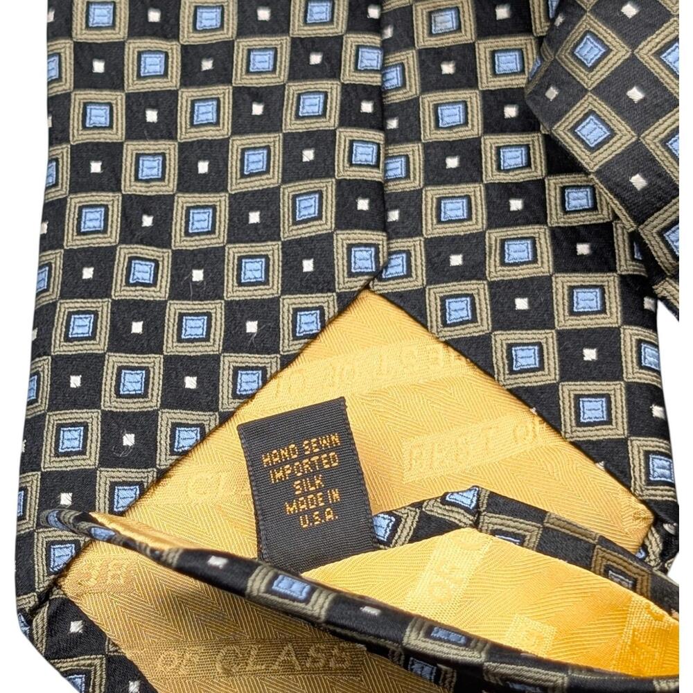 Robert Talbott Best Of Class Tie Mens 60" Silk Checks Squares USA Dress Vintage - Picture 5 of 8
